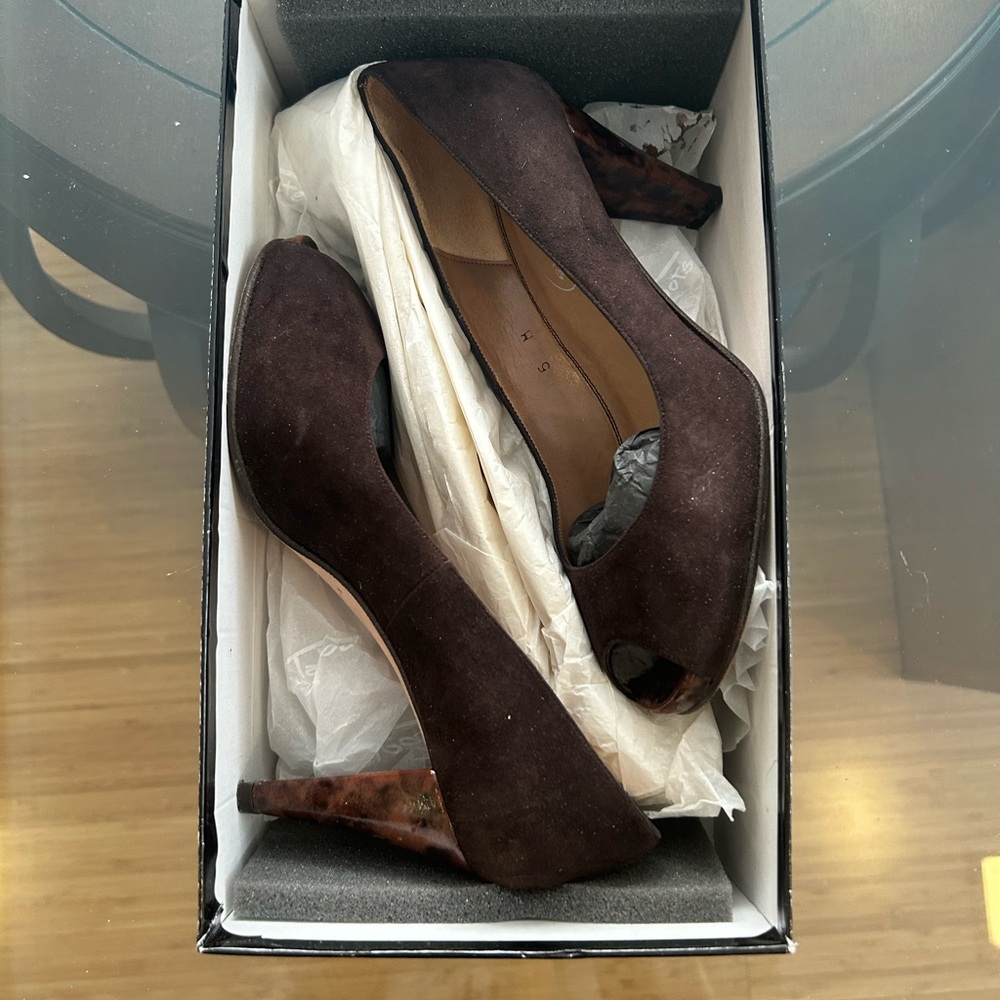 Talbots Dark Brown Peep-Toe Heels